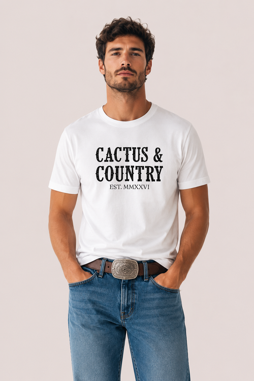 Cactus & Country western logo tee in white