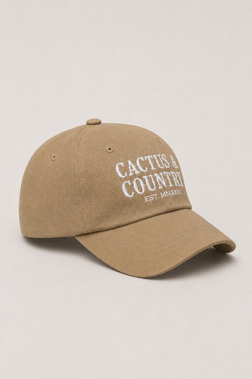 Cactus & Country embroidered dad hat in khaki – view 2