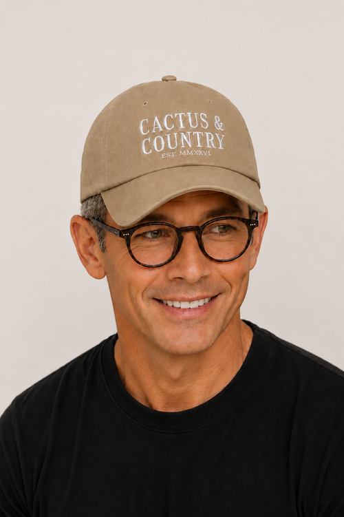 Cactus & Country embroidered dad hat in khaki