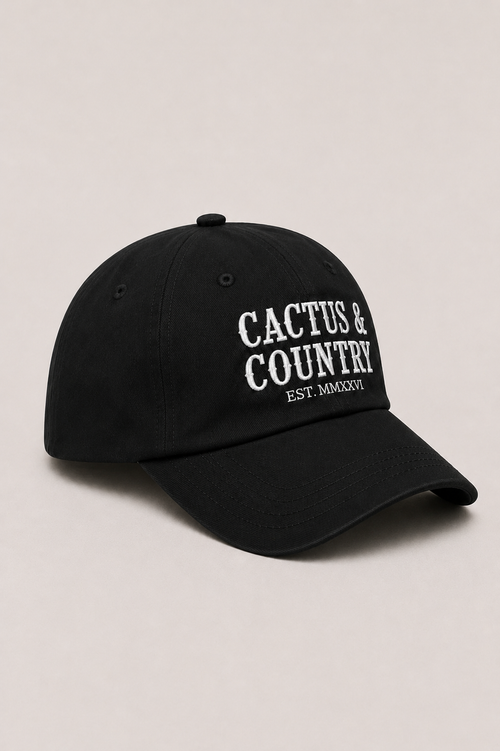 Cactus & Country embroidered dad hat in black – view 2