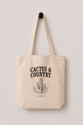 Cactus & Country logo organic cotton tote bag in oyster
