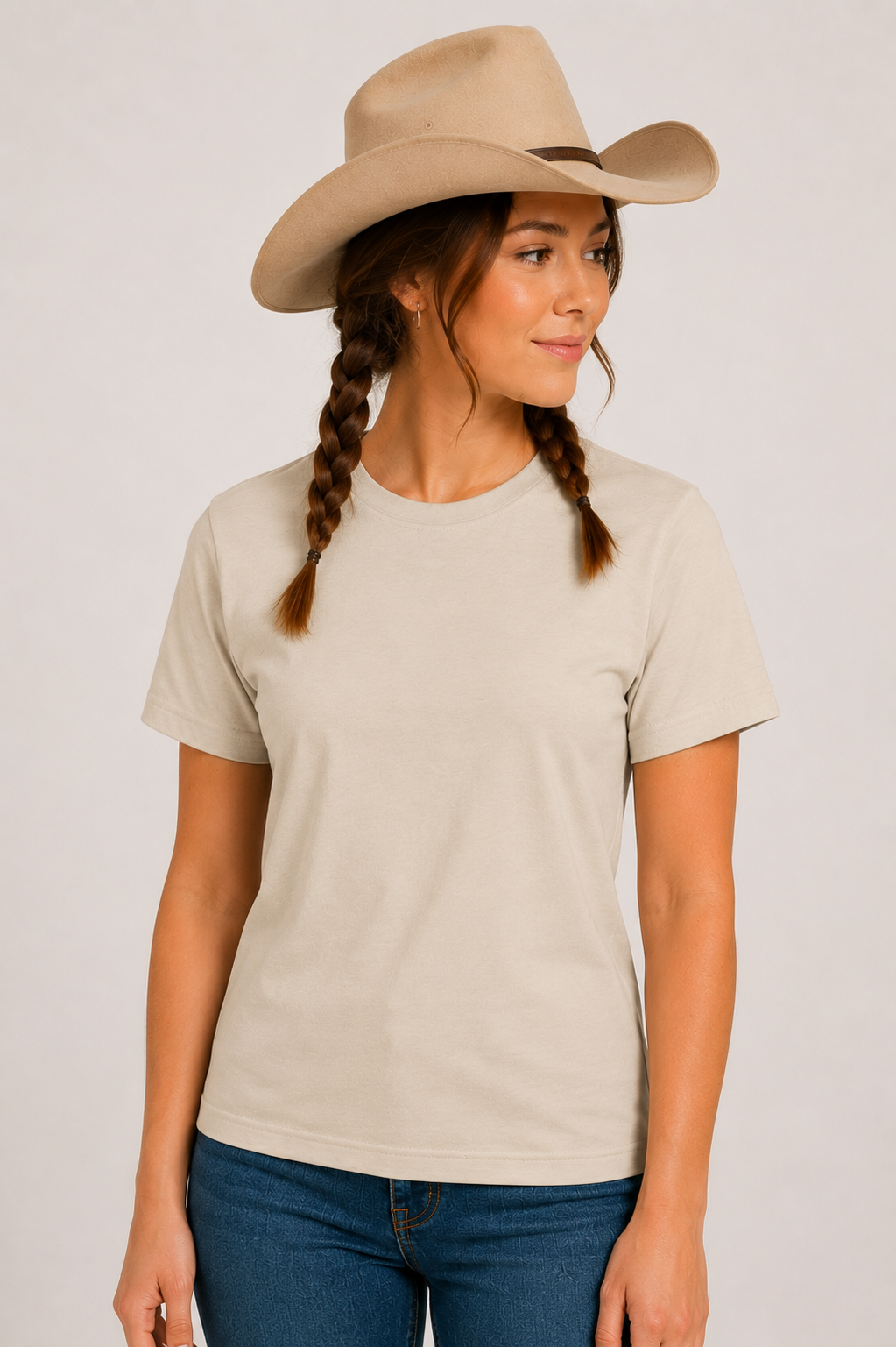 Choosing Texas longhorn graphic tee in heather dust by Cactus & Country – view 3