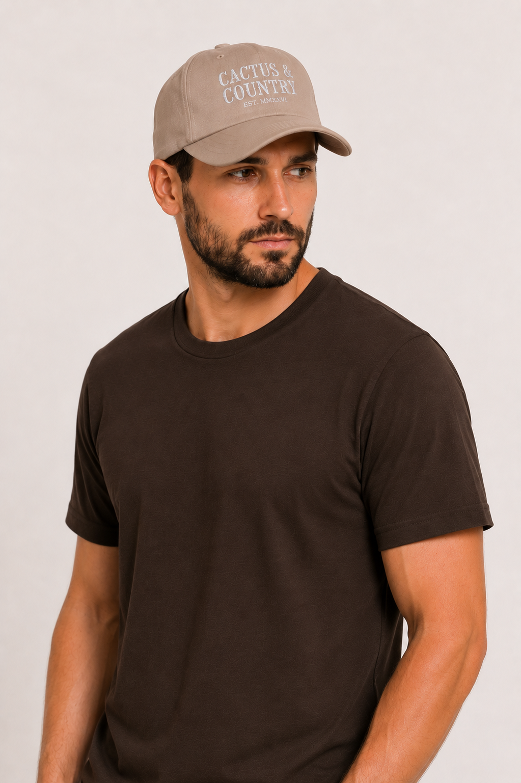 Cactus & Country western logo tee in brown – view 3