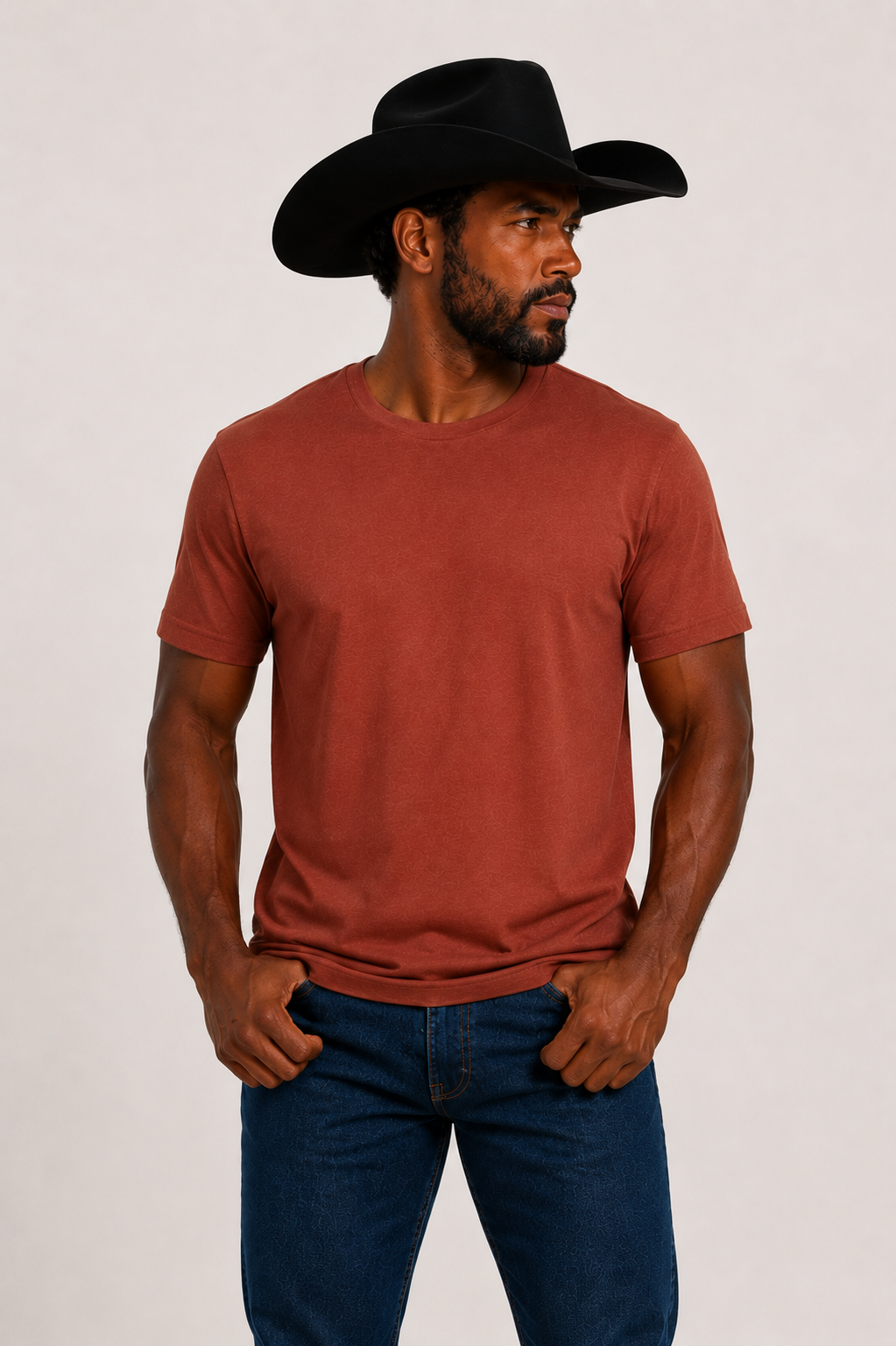 Cactus & Country western logo tee in heather clay – view 3