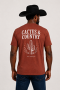 Cactus & Country western logo tee in heather clay