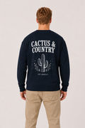 Cactus & Country western logo crewneck sweatshirt in navy