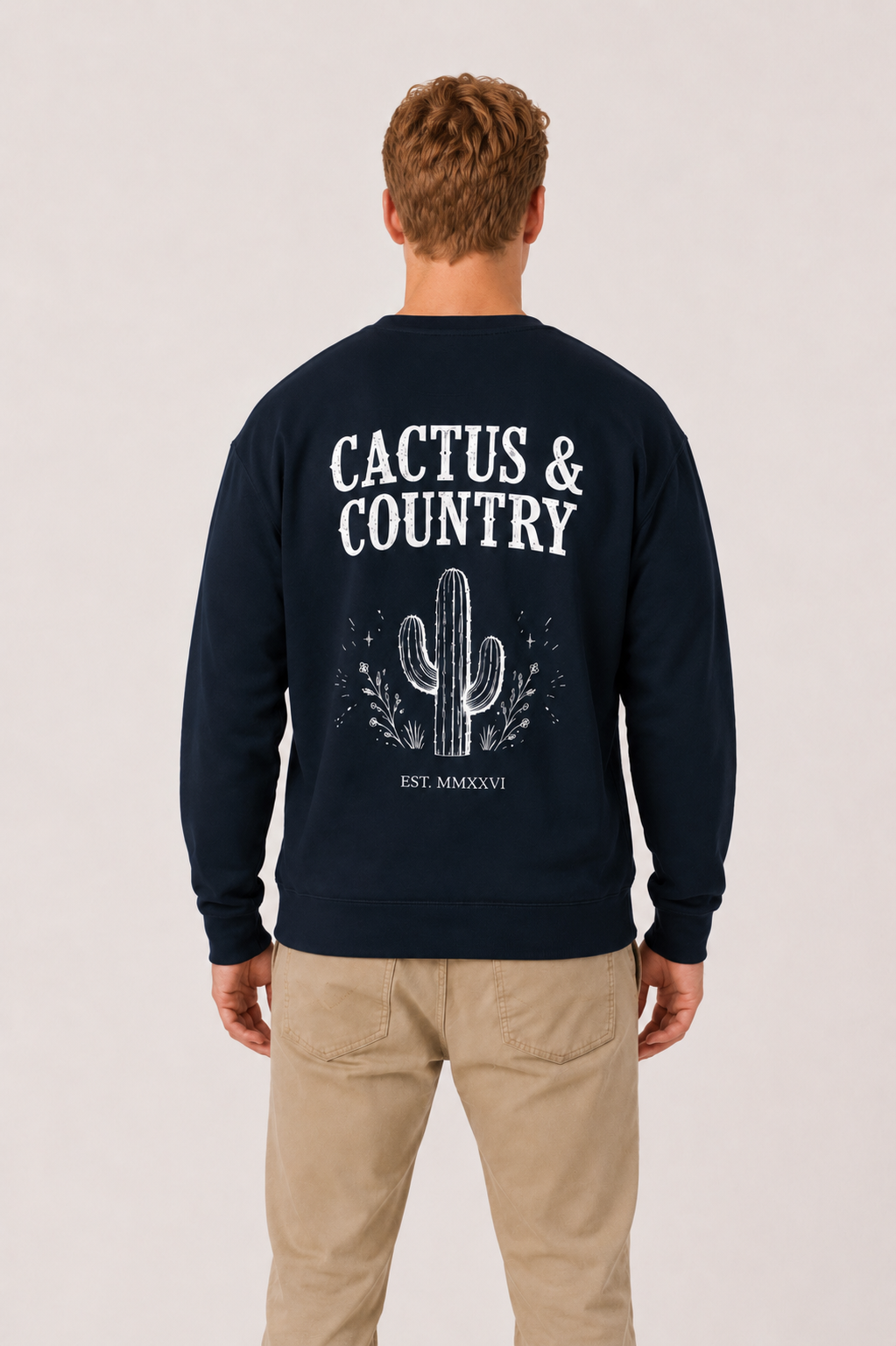 Cactus & Country western logo crewneck sweatshirt in navy