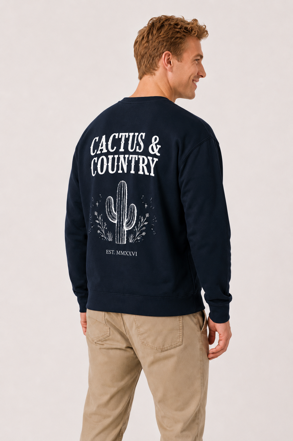 Cactus & Country western logo crewneck sweatshirt in navy – view 4