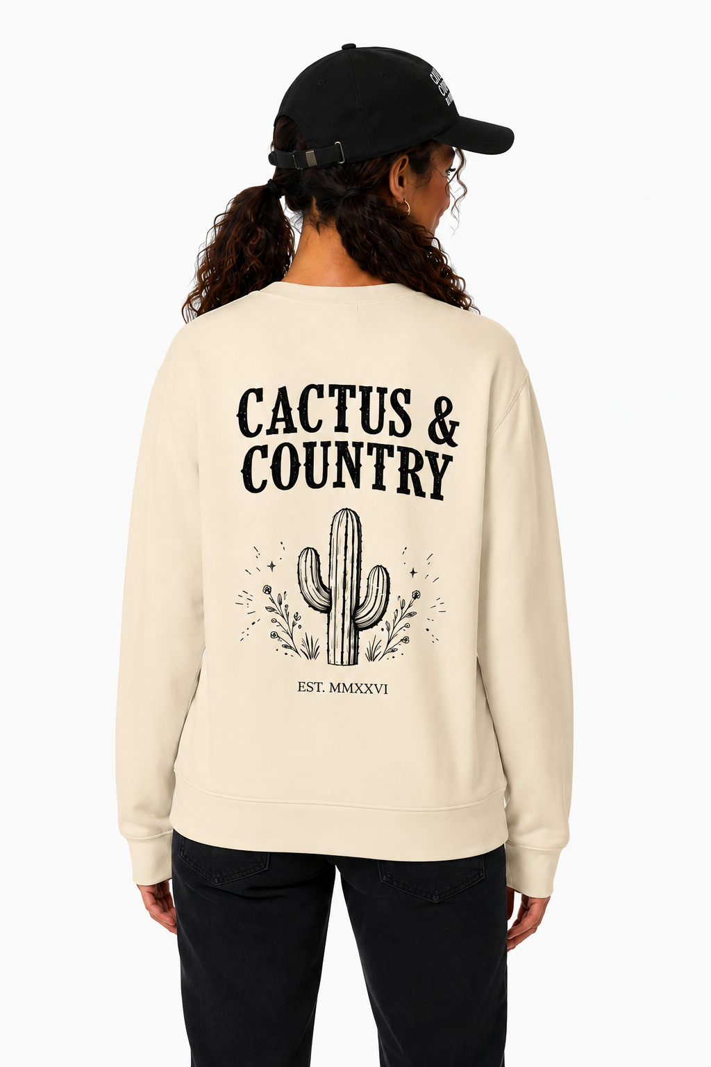 Cactus & Country western logo crewneck sweatshirt in bone