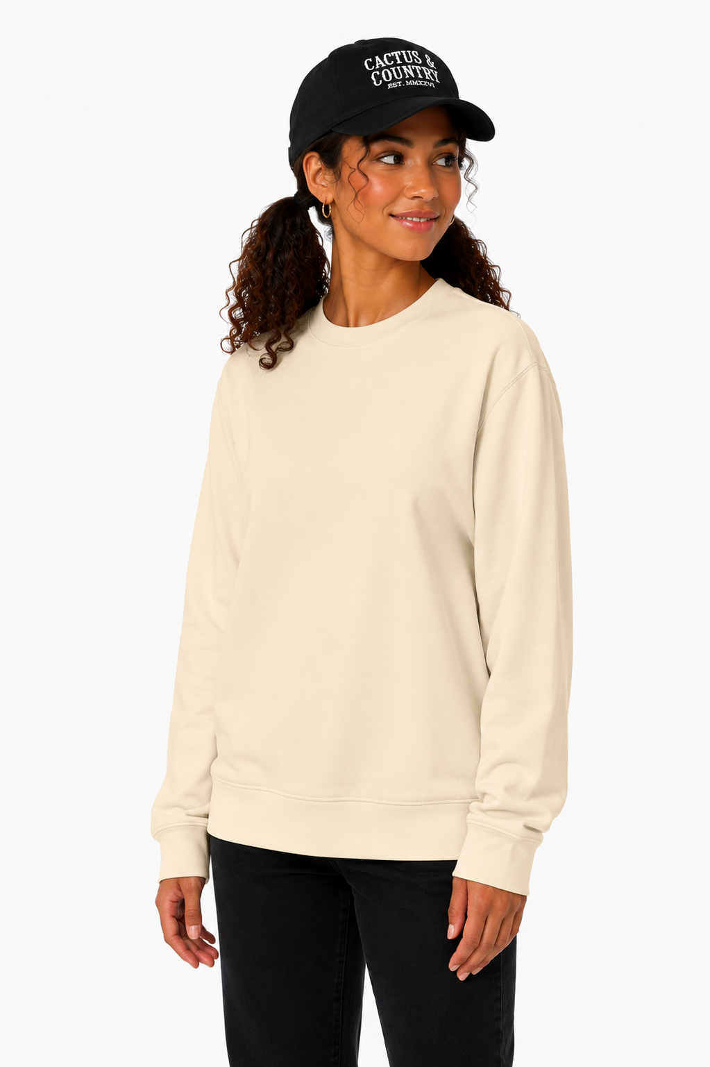 Cactus & Country western logo crewneck sweatshirt in bone – view 3