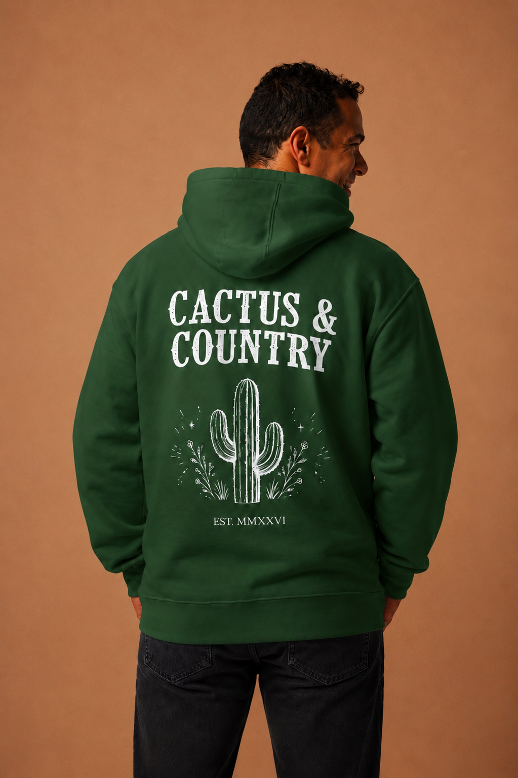 Cactus & Country western logo hoodie in forest green